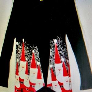 Hallmark black bowling pin Santa cardigan small